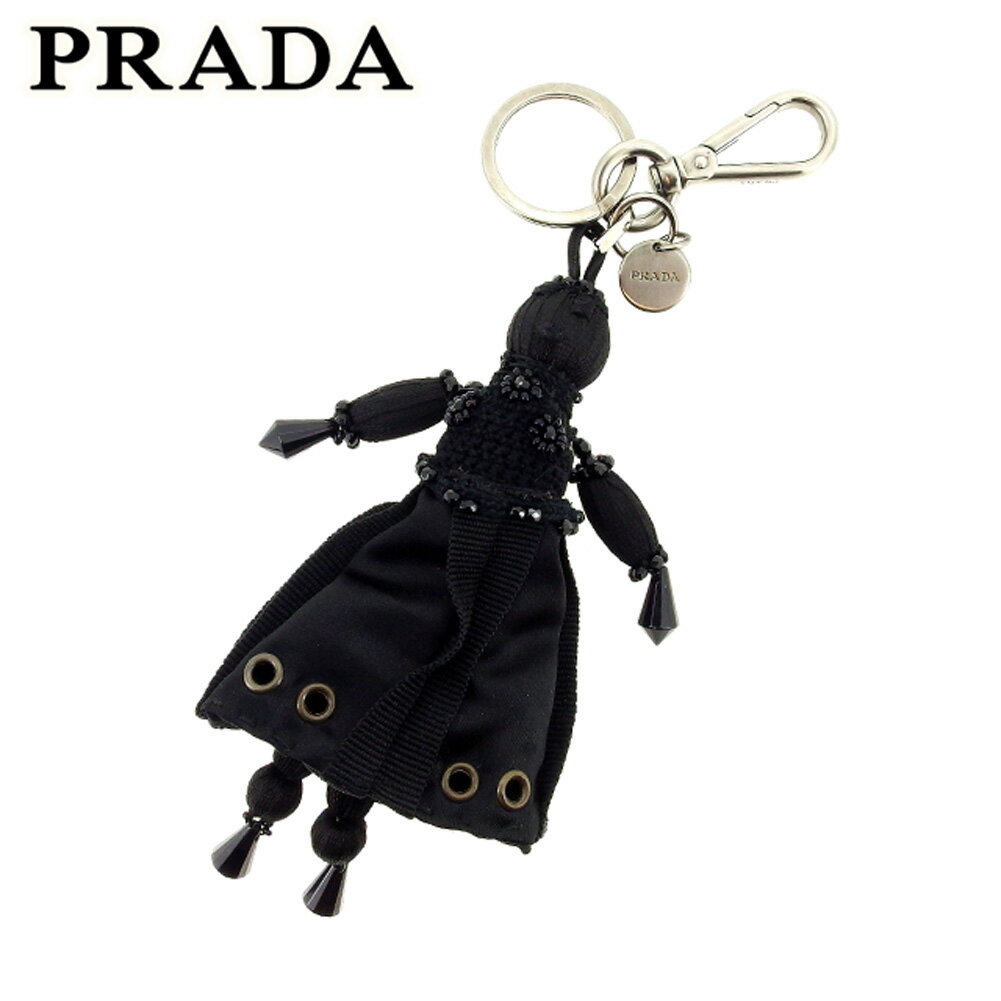 【スプリングセール30％OFF】プラダ キーホルダー キーリング Beaded Tracy ブラック PRADA 【プラダ】 t8981s 【中古】