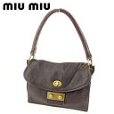 【春の大感謝祭 30％OFF】ミュウミュウ ハンドバッグ バック ワンショルダー ブラウン レザー miumiu 【ミュウミュウ】 t8983s 【中古】