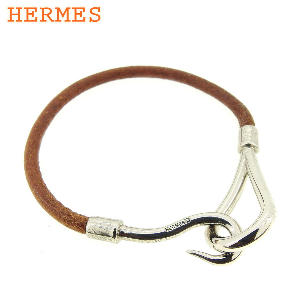 【スプリングセール30％OFF】エルメス HERMES ブレスレット アクセサリー レディース メンズ ブラウン シルバー レザー×シルバー金具 【エルメス】 L2540 【中古】