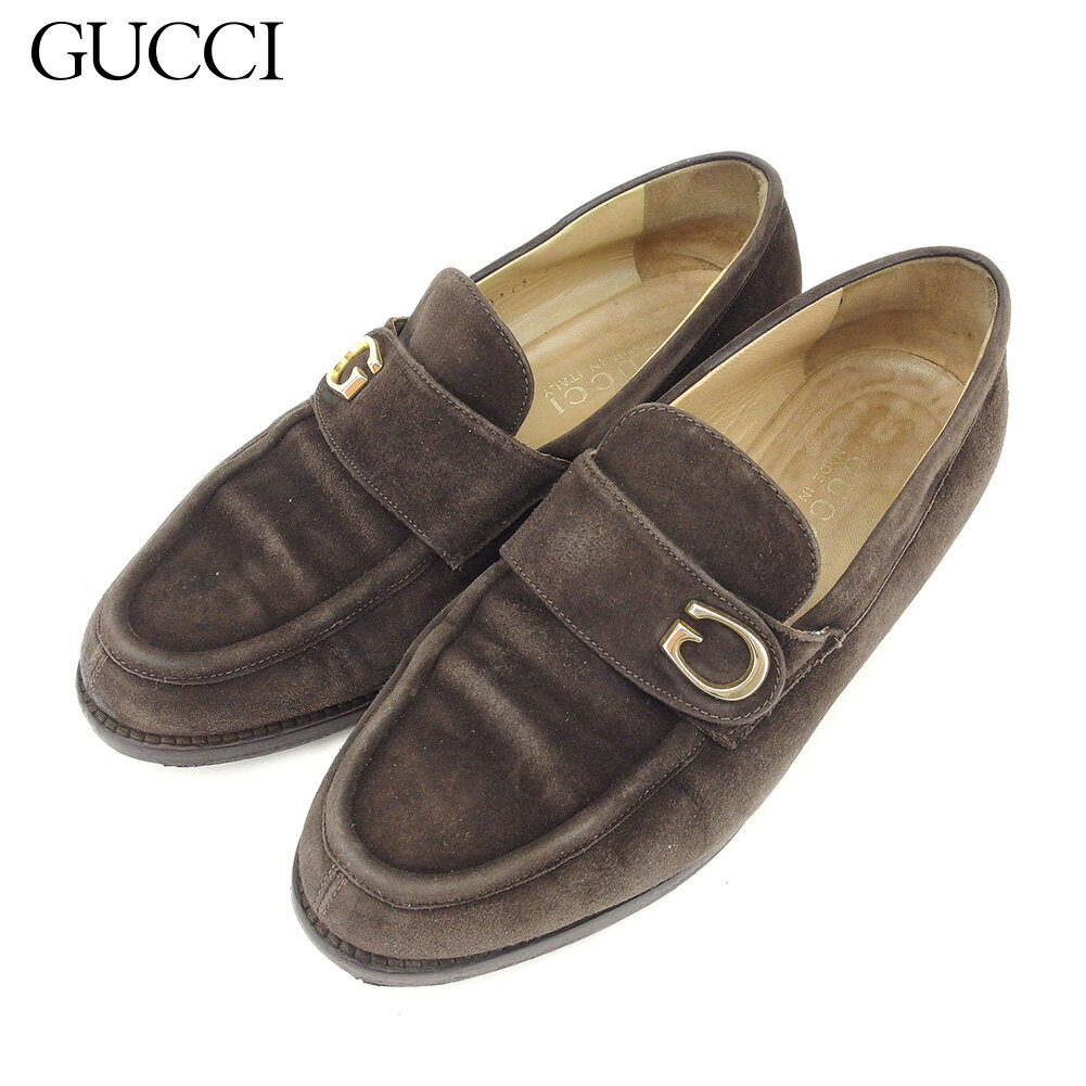 【スプリングセール30％OFF】グッチ ローファー シューズ 靴 ♯36C Gマーク ブラウン ゴールド スエード GUCCI 【グッチ】 l2596s 【中古】