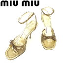 【春の大感謝祭 30％OFF】ミュウミュウ miumiu サンダル シューズ 靴 レディース #35ハーフ ゴールド レザー 【ミュウミュウ】 T9051 【中古】