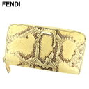 【春の大感謝祭 30％OFF】フェンディ 長財布 ラウンドファスナー パイソン ベージュ レザー FENDI 長サイフ サイフ 収納 ユニセックス 小物 【フェンディ】 P817 【中古】