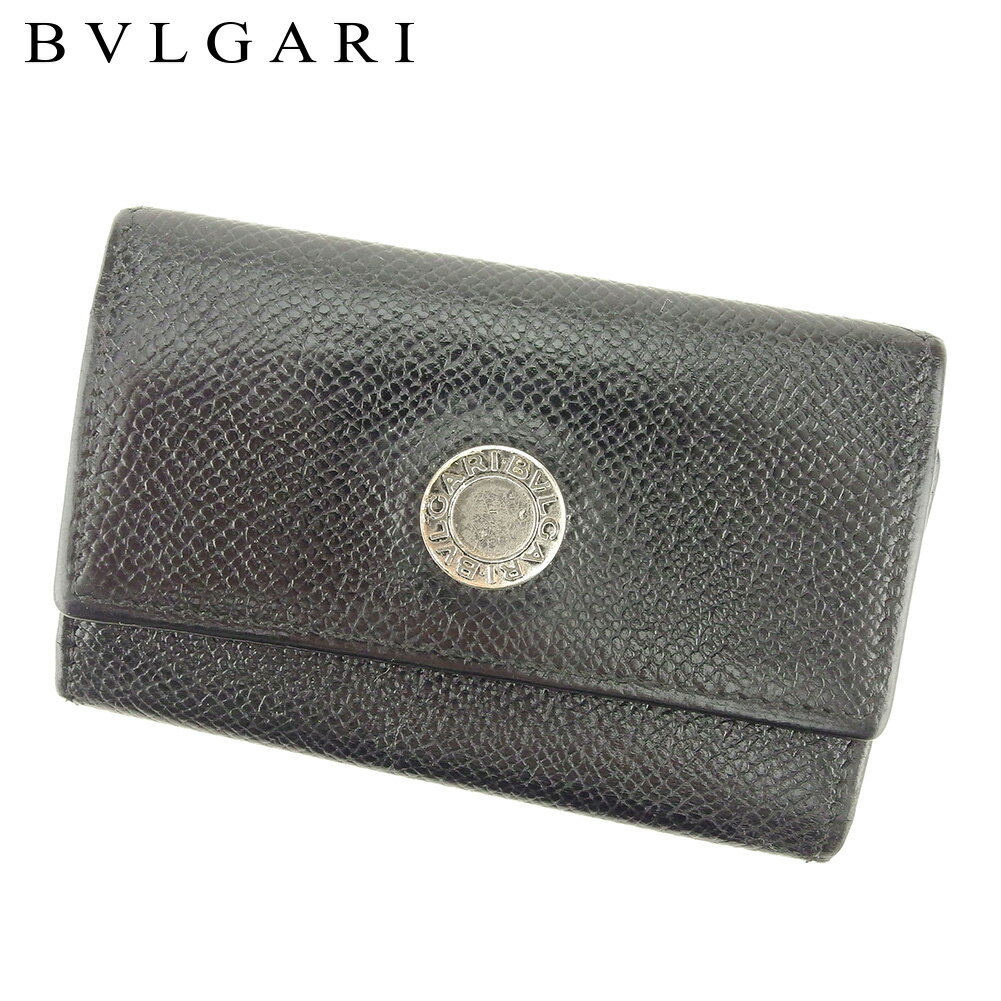 【スプリングセール30％OFF】ブルガリ BVLGARI キーケース 4連キーケース レディース メンズ ブラック レザー 【ブルガリ】 P827 【中古】