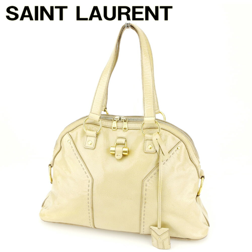 【中古】 サンローラン Saint Laurent ショルダーバッグ ミニボストンバッグ ミューズ Yライン レディース メンズ ベージュ クリスマス プレゼント バック ブランド 人気 収納 在庫一掃 1点物 兼用 男性 女性 良品 T5727 .