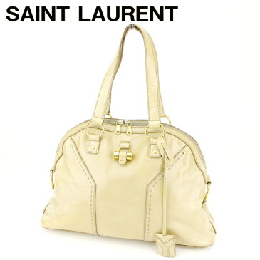 【中古】 サンローラン Saint Laurent ショルダーバッグ ミニボストンバッグ ミューズ Yライン レディース メンズ ベージュ クリスマス プレゼント バック ブランド 人気 収納 在庫一掃 1点物 兼用 男性 女性 良品 T5727 .