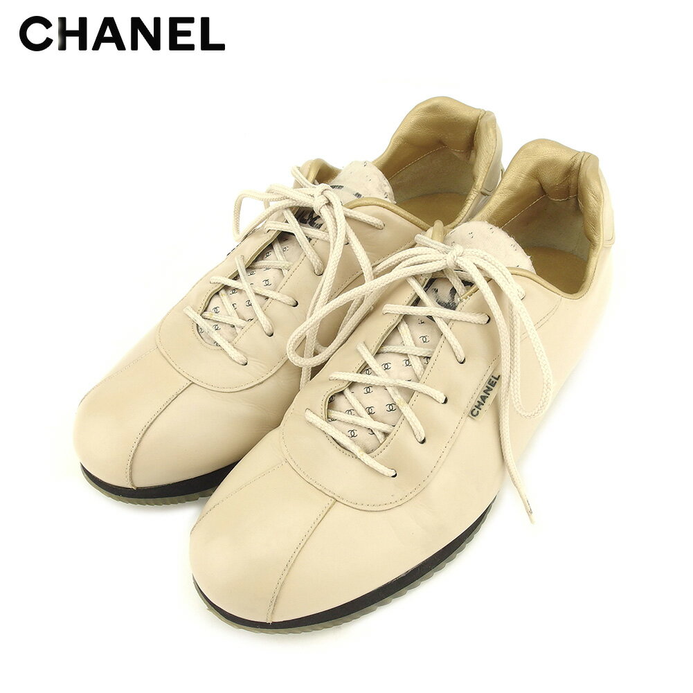 【楽天スーパーSALE】 【30％オフ】 【中古】 シャネル スニーカー シューズ 靴 #36 スポーツライン ベージュ レザー CHANEL 【シャネル】 t9064s