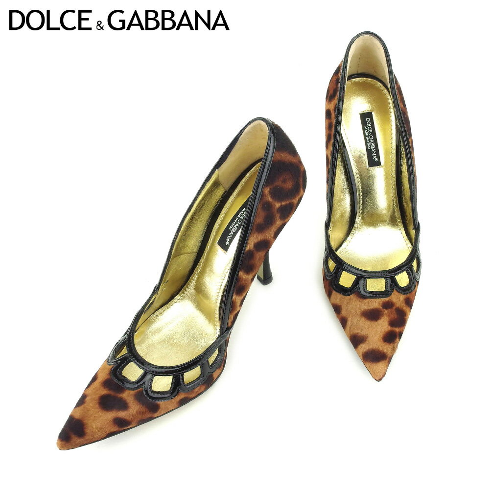 【楽天スーパーSALE】ドルチェ&ガッバーナ DOLCE&GABBANA パンプス シューズ 靴 レディース #35ハーフ ブラウン ブラック エナメルレザー×ハラコ 【ドルチェ&ガッバーナ】 T9224 【中古】