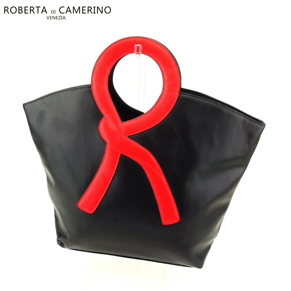 【スプリングセール30％OFF】ロベルタディカメリーノ ハンドバッグ バック トートバッグ バック ブラック レッド レザー Roberta di Camerino 【ロベルタディカメリーノ】 【中古】 a1839s