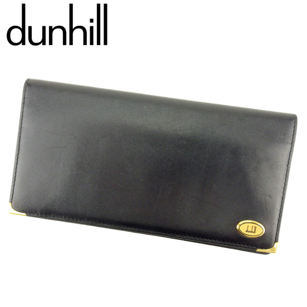 【スプリングセール30％OFF】ダンヒル dunhill 長札入れ 札入れ メンズ ブラック ゴールド レザー 【ダンヒル】 F1434 【中古】