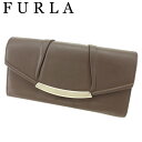 【春の大感謝祭 30％OFF】フルラ 長財布 L字ファスナー 財布 ロゴプレート ブラウン シルバー レザー FURLA 【フルラ】 f1483s 【中古】