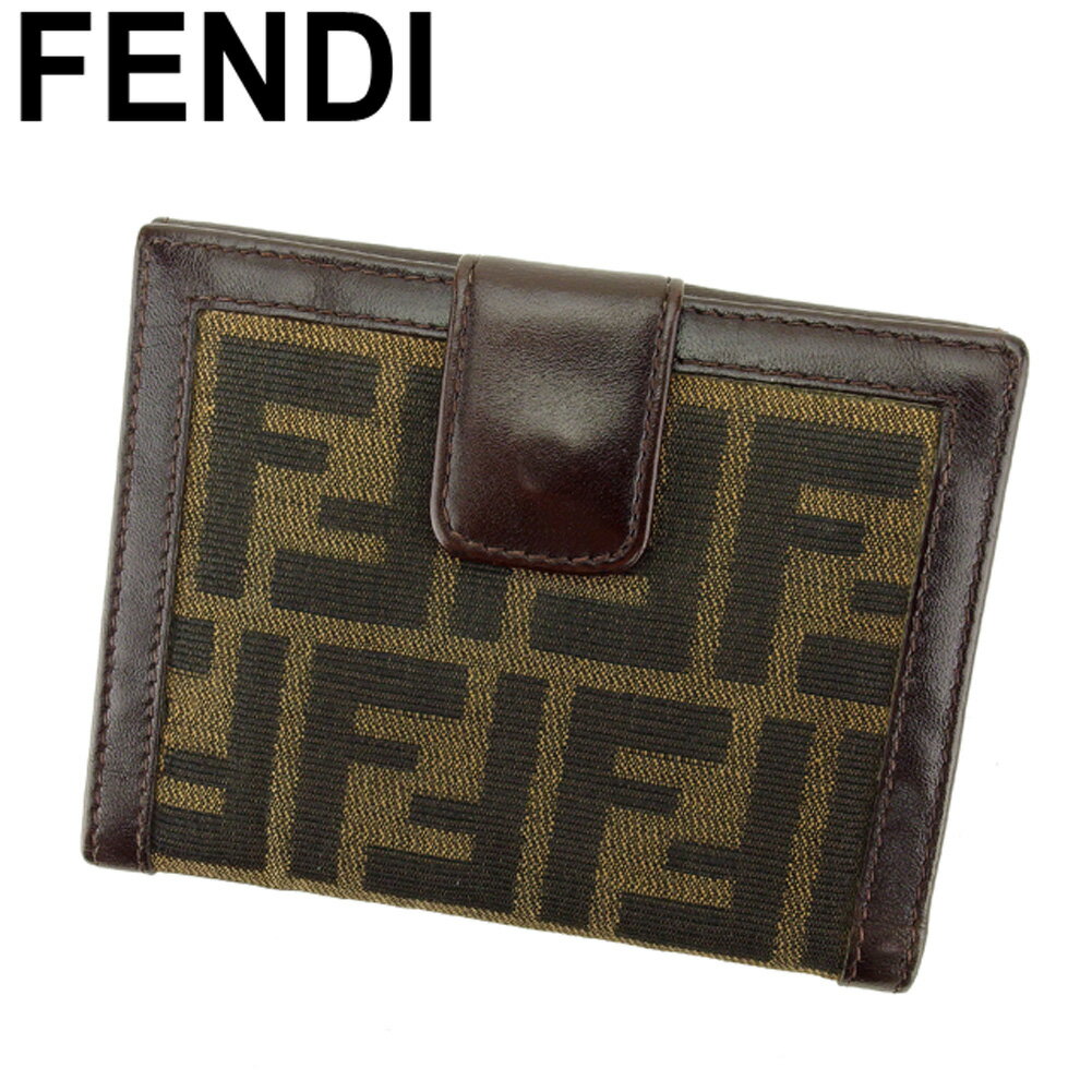 【スプリングセール30％OFF】フェンディ Wホック 財布 二つ折り 財布 ズッカ ブラウン ベージュ キャンバス×レザー FENDI 【フェンディ】 l2715s 【中古】