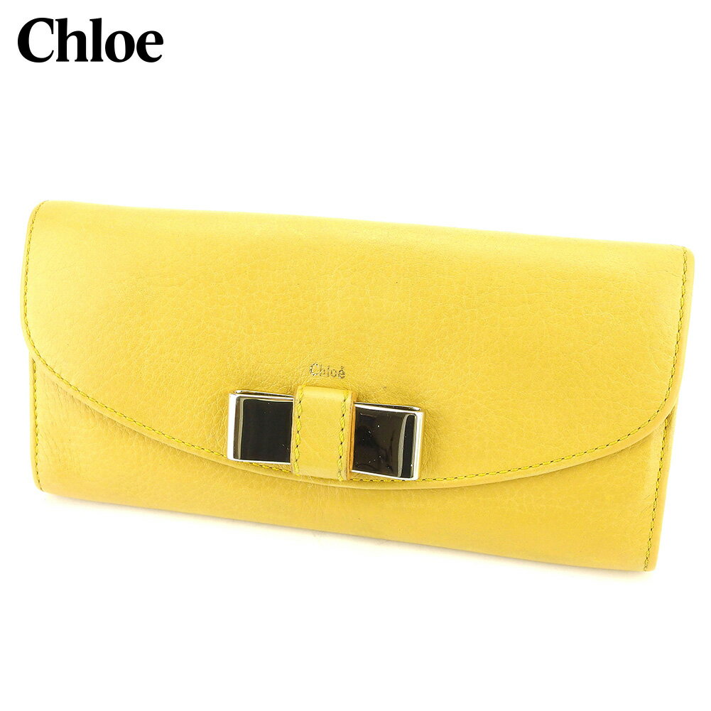 【スプリングセール30％OFF】クロエ 長財布 ファスナー付き 長財布 リリィ イエロー レザー Chloe 【クロエ】 l2734s 【中古】