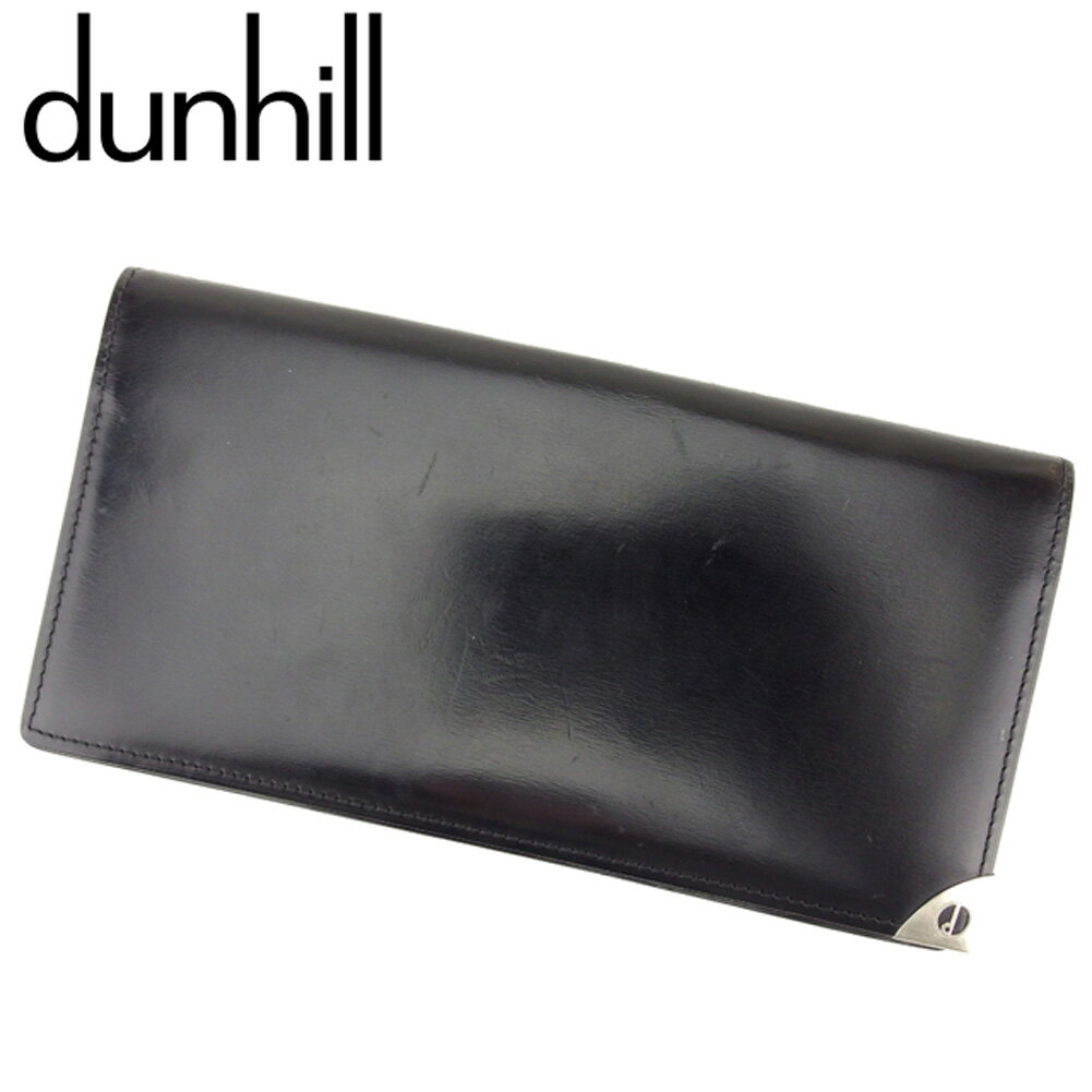 【スプリングセール30％OFF】ダンヒル dunhill 長札入れ 札入れ メンズ ブラック シルバー レザー 【ダンヒル】 Q558 【中古】