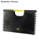 【中古】 サマンサタバサ ハンドバッグ バッグ ブラック ホワイト 白 レザー Samantha Thavasa バック 手持ちバッグ ファッション ブランド ブランドバッグ 収納 人気 贈り物 迅速発送 在庫処分 男性 女性 良品 1点物 Q574 .