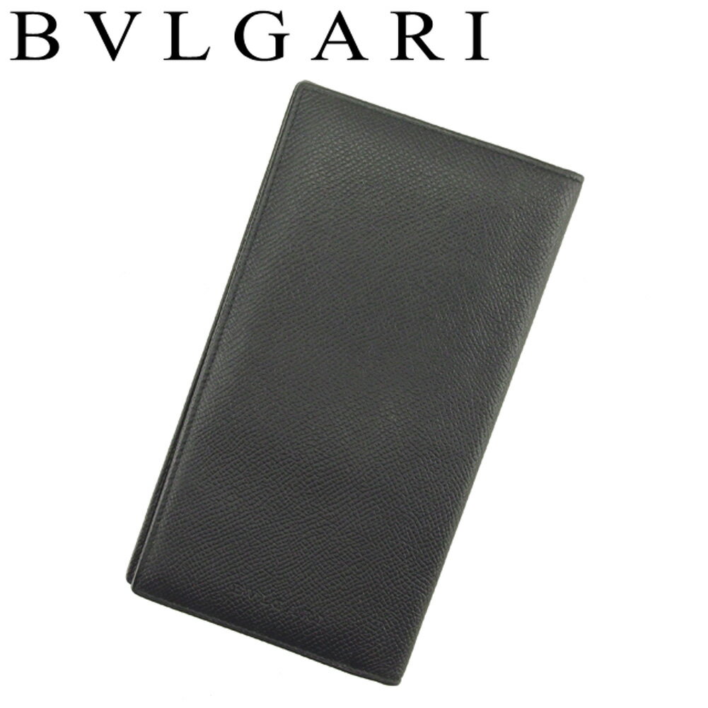 【スプリングセール30％OFF】ブルガリ BVLGARI 長札入れ 札入れ メンズ ブラック レザー 【ブルガリ】 T9122 【中古】