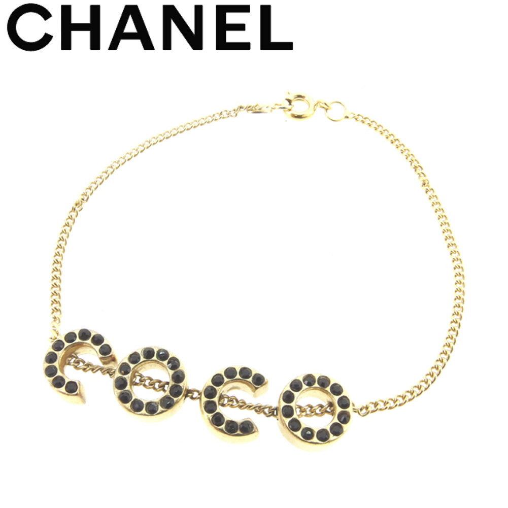 【スプリングセール30％OFF】シャネル CHANEL ブレスレット ブレス アクセサリー レディース ブラックストーン付き ゴールド ブラック ゴールドメッキ 【シャネル】 T9125 【中古】