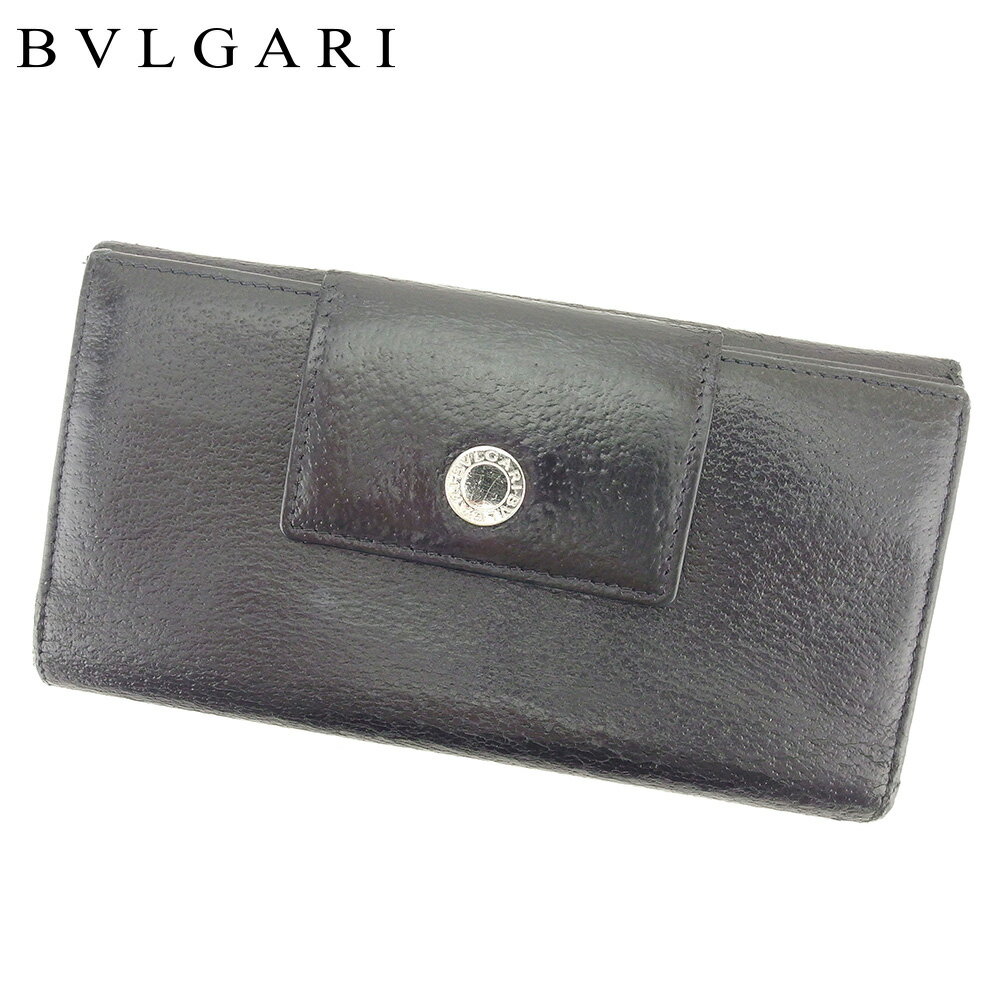 【スプリングセール30％OFF】ブルガリ 長財布 Wホック ブルガリブルガリ ブラック レザー BVLGARI 【ブルガリ】 t9263s 【中古】