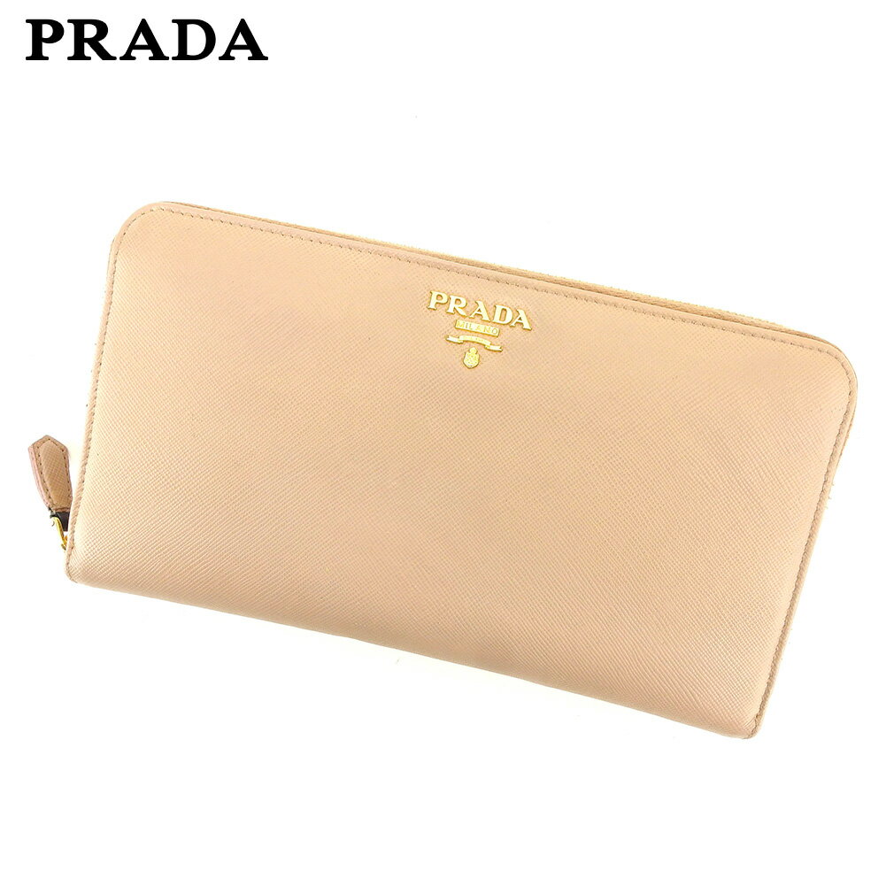 【スプリングセール30％OFF】プラダ 長財布 ファスナー付き 長財布 ピンク レザー PRADA 【プラダ】 t9266s 【中古】