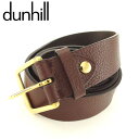 【冬のTHEセール 30%OFF】ダンヒル ベルト プレーンベルト シングルピン ブラウン ゴールド レザー×ゴールド金具 dunhill 【ダンヒル】 t9386s 【中古】