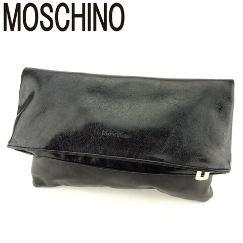 【中古】 モスキーノ クラッチバッグ セカンドバッグ ロゴ ブラック ゴールド レザー MOSCHINO セカンドバッグ バック ファッション 収納 ブランドバッグ ブランド 人気 贈り物 迅速発送 在庫処分 男性 女性 良品 夏 1点物 T9392