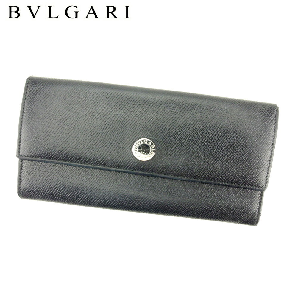 【スプリングセール30％OFF】ブルガリ 長財布 ファスナー付き 長財布 ブルガリ ブルガリ ブラック レザー BVLGARI 長サイフ サイフ 収納ブランド財布 ユニセックス 小物 【ブルガリ】 T9400 【中古】