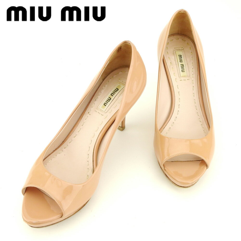 【スプリングセール30％OFF】【中古】 ミュウミュウ パンプス シューズ 靴 #36 ピンク エナメルレザー miu miu C4228