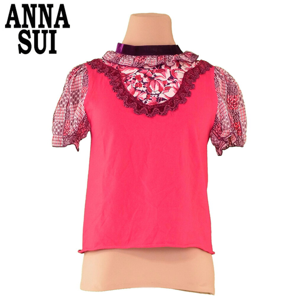 【スプリングセール30％OFF】アナスイ ANNA SUI トップス カットソー ブラウス レディース ♯Sサイズ レッド ピンク パープル系 【アナスイ】 A1777 【中古】