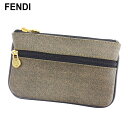 【スプリングセール30％OFF】フェンディ FENDI ポーチ 小物入れ レディース メンズ ベージュ ブラック PVC×レザー 【フェンディ】 L2620 【中古】