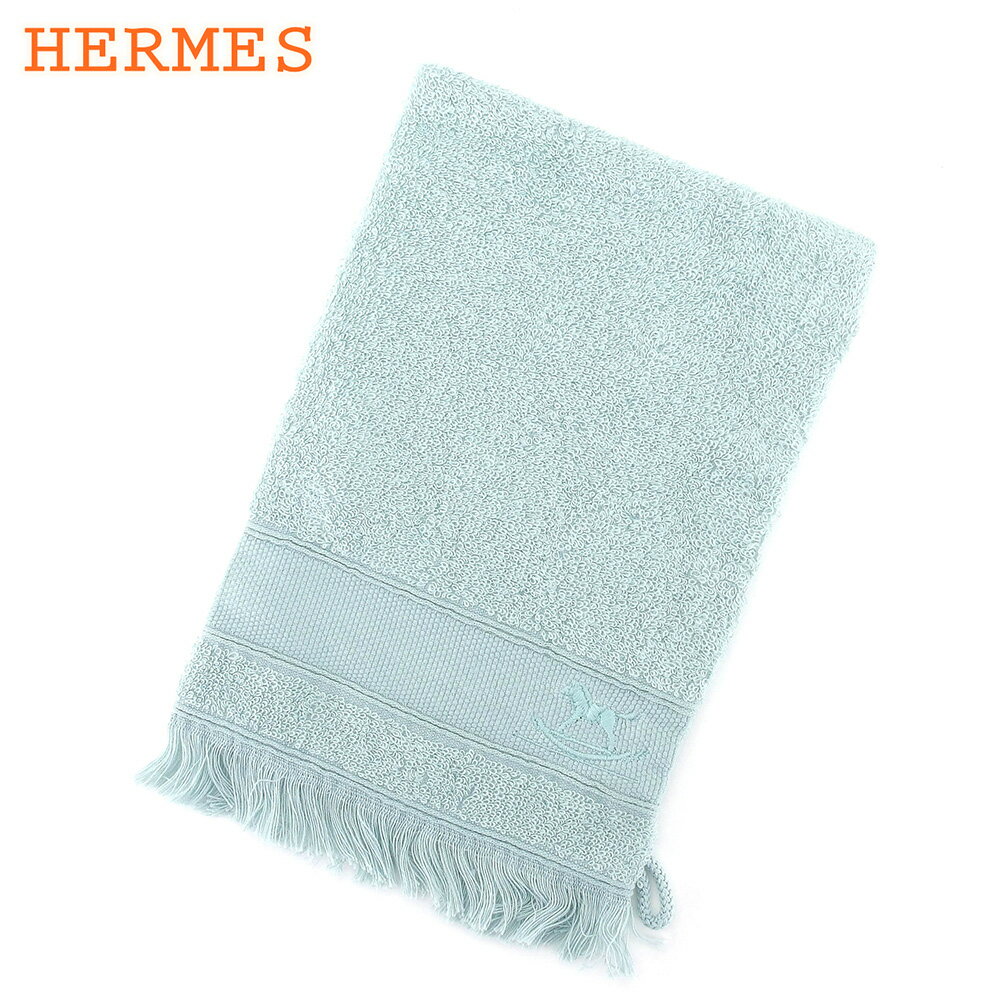 【スプリングセール30％OFF】エルメス ポーチ 化粧ポーチ 巾着 パイル ブルー 綿100％ HERMES 【エルメス】 l2621s 【中古】