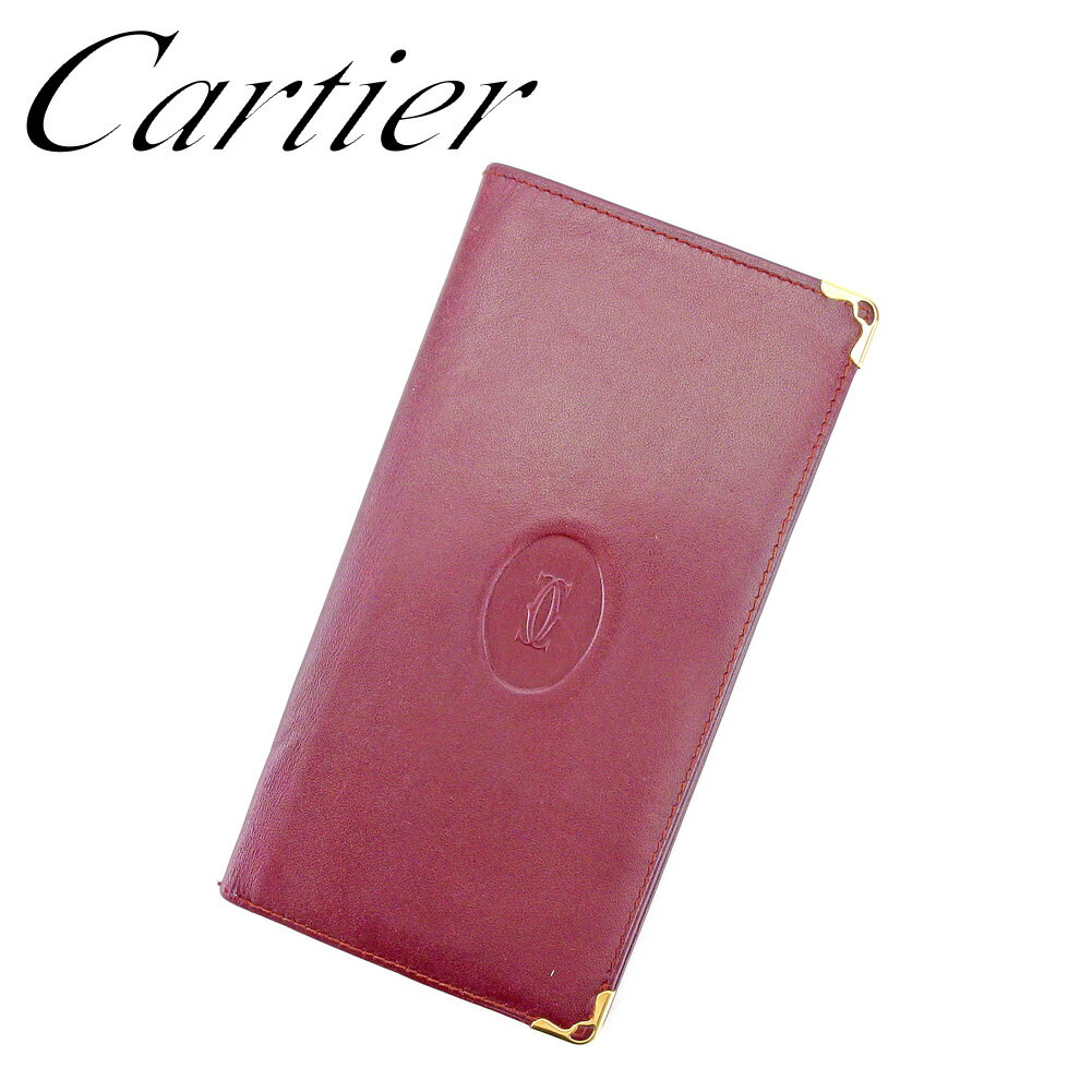 【スプリングセール30％OFF】カルティエ Cartier 長札入れ 長財布 レディース メンズ ボルドー レザー 【カルティエ】 L2753 【中古】