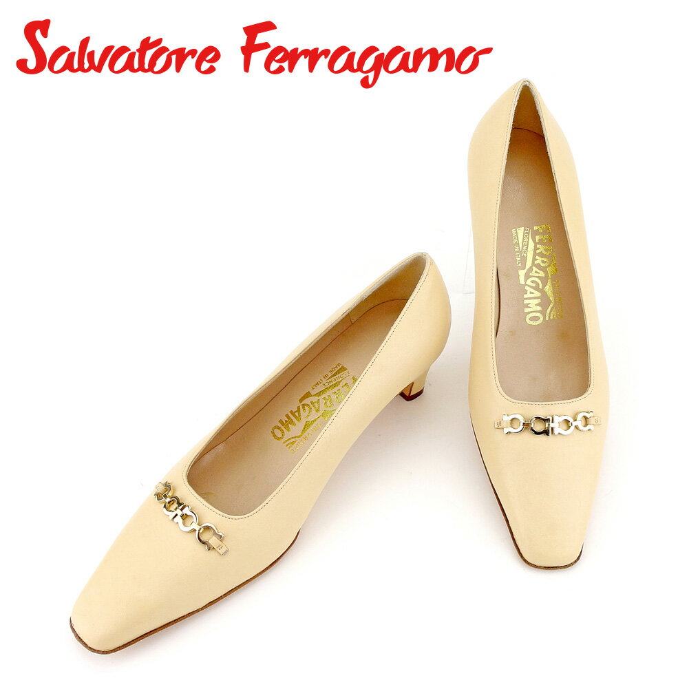 【スプリングセール30％OFF】サルヴァトーレ フェラガモ Salvatore Ferragamo パンプス シューズ 靴 レディース #6ハーフ ベージュ レザー 【フェラガモ】 L2761 【中古】