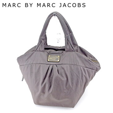 【中古】 マークバイマークジェイコブス MARC BY MARC JACOBS トートバッグ ハンドバッグ ロゴプレート レディース メンズ グレー 灰色 プレゼント バック ブランド 人気 収納 在庫一掃 1点物 兼用 男性 女性 良品 夏 L2762