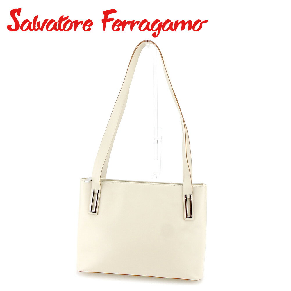 【スプリングセール30％OFF】サルヴァトーレ フェラガモ ショルダーバッグ バック ワンショルダー ベージュ レザー Salvatore Ferragamo 【フェラガモ】 t9545s 【中古】