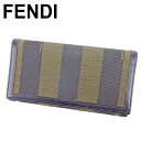 【スプリングセール30％OFF】フェンディ 長財布 ファスナー付き 長財布 ペカン ブラック ベージュ キャンバス×レザー FENDI 【フェンディ】 t9579s 【中古】