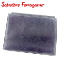 【春の大感謝祭 30％OFF】サルヴァトーレ フェラガモ ポーチ 化粧ポーチ 台形 ブラック ゴールド レザー Salvatore Ferragamo 【フェラガモ】 b1060s 【中古】