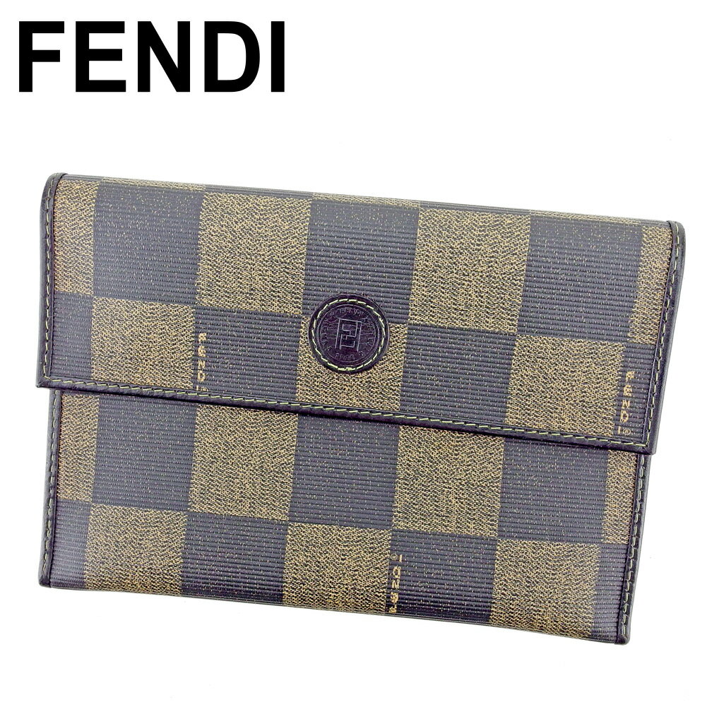 【スプリングセール30％OFF】フェンディ FENDI ポーチ マルチケース レディース メンズ ブラック ベージュ PVC×レザー 【フェンディ】 T9517 【中古】