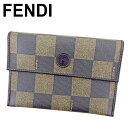 【春の大感謝祭 30％OFF】フェンディ FENDI ポーチ マルチケース レディース メンズ ブラック ベージュ PVC×レザー 【フェンディ】 T9517 【中古】