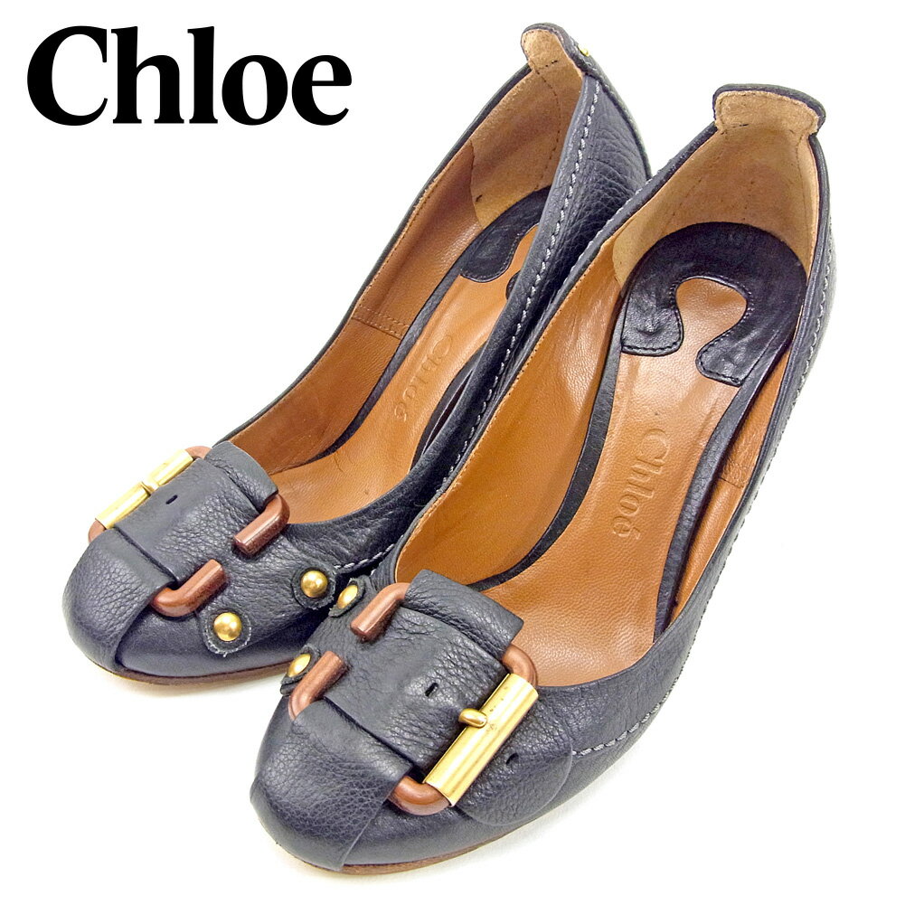 【スプリングセール30％OFF】クロエ Chloe パンプス シューズ 靴 レディース #36 ブラック レザー 【クロエ】 G1401 【中古】