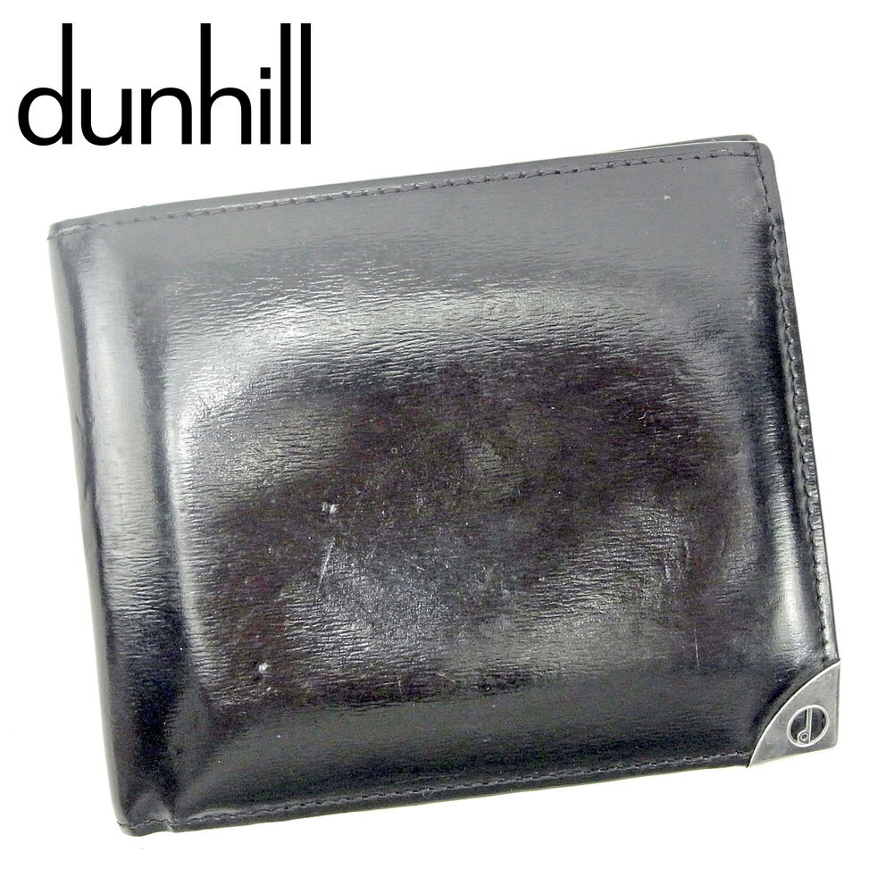 【スプリングセール30％OFF】ダンヒル 二つ折り 財布 財布 ブラック レザー dunhill 【ダンヒル】 g1403s 【中古】