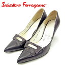 【春の大感謝祭 30％OFF】サルヴァトーレ フェラガモ Ferragamo パンプス シューズ 靴 レディース #6ハーフ ブラック レザー 【フェラガモ】 L2743 【中古】