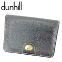 【春の大感謝祭 30％OFF】ダンヒル カードケース カード 名刺入れ ロゴプレート ブラック ゴールド レザー dunhill 【ダンヒル】 p887s 【中古】