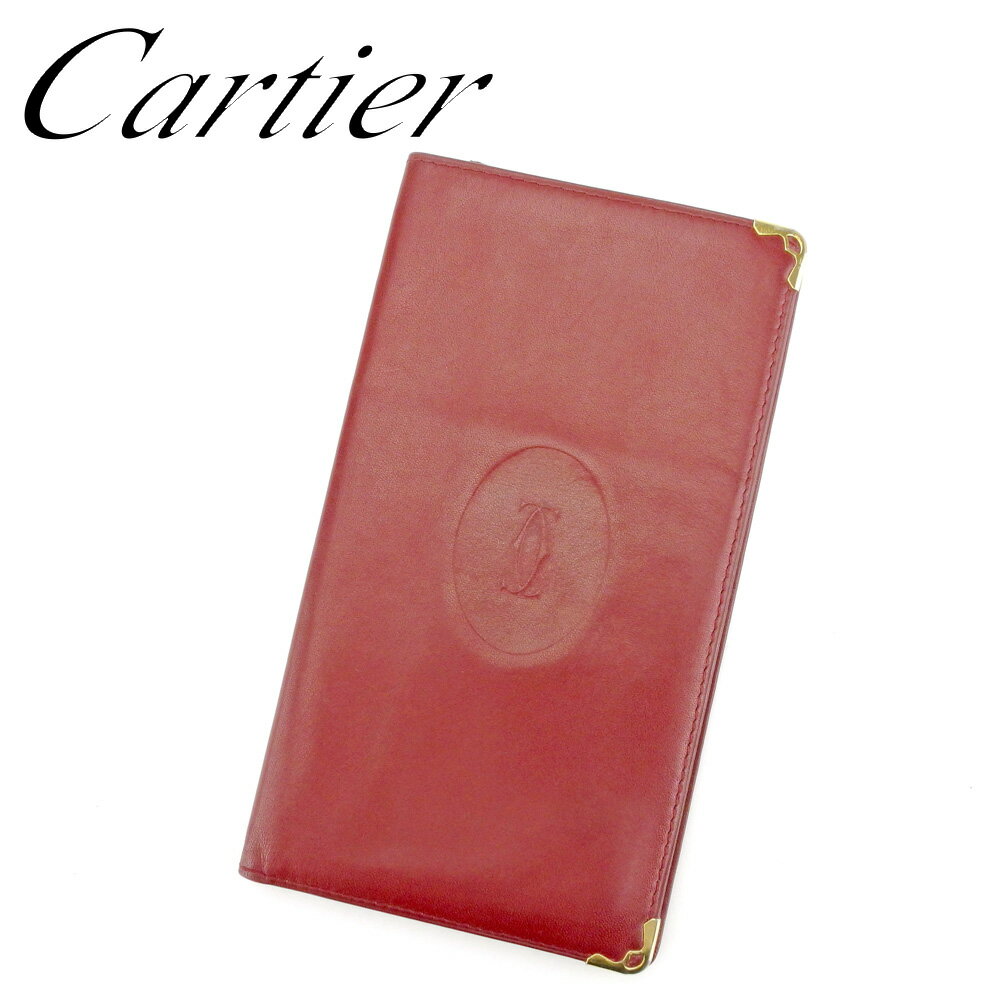 【スプリングセール30％OFF】カルティエ 長札入れ 札入れ マストライン ボルドー ゴールド レザー Cartier 【カルティエ】 p900s 【中古】