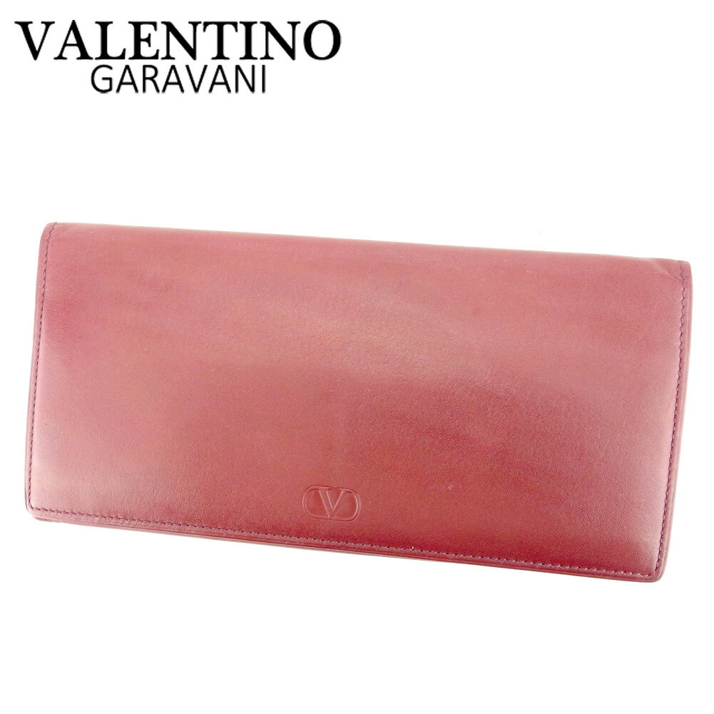 【スプリングセール30％OFF】ヴァレンティノ ガラヴァーニ VALENTINO GARAVANI 長札入れ 札入れ レディース メンズ ボルドー レザー 【ヴァレンティノ ガラヴァーニ】 P901 【中古】