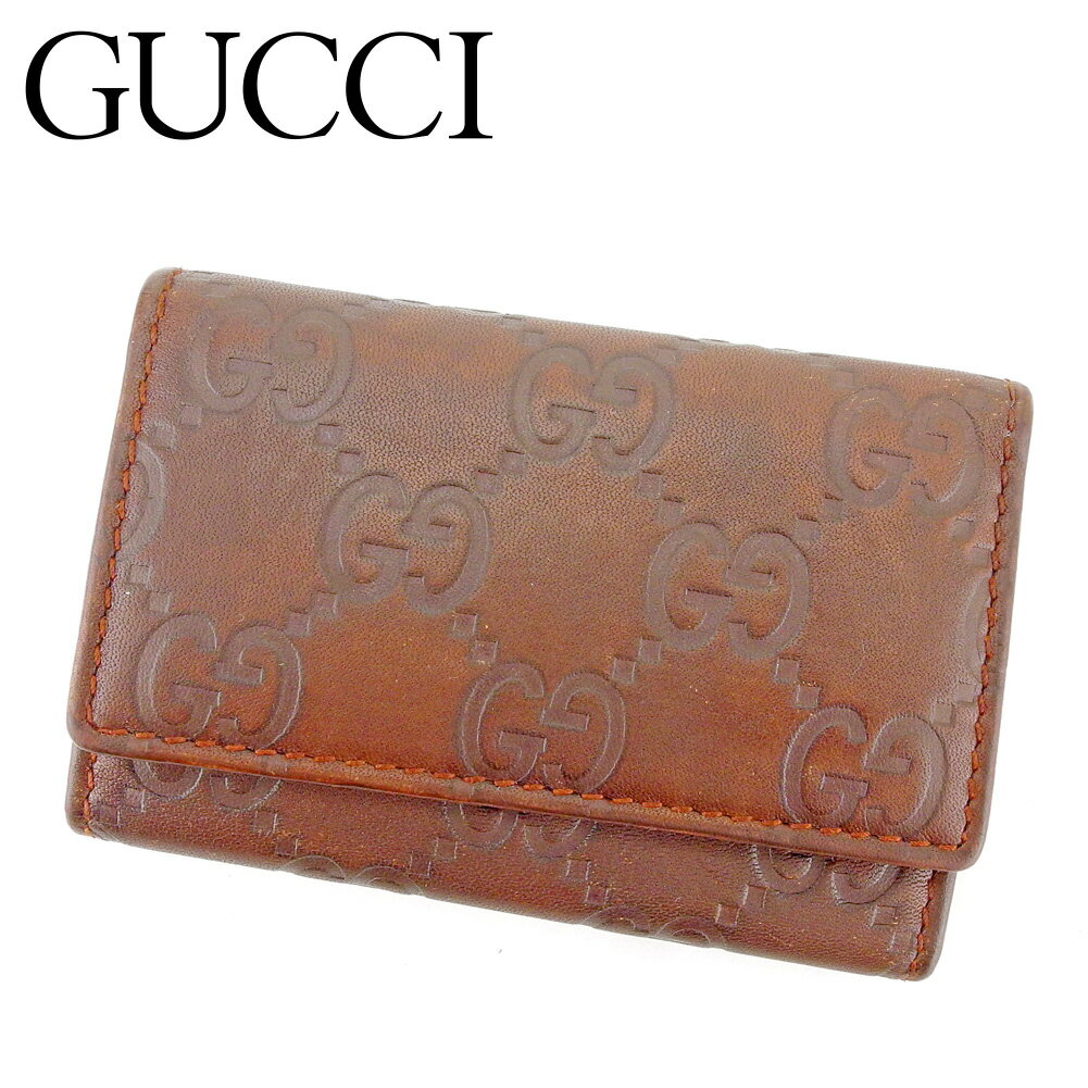 【スプリングセール30％OFF】グッチ キーケース グッチシマ ブラウン ゴールド レザー GUCCI 【グッチ】 p906s 【中古】