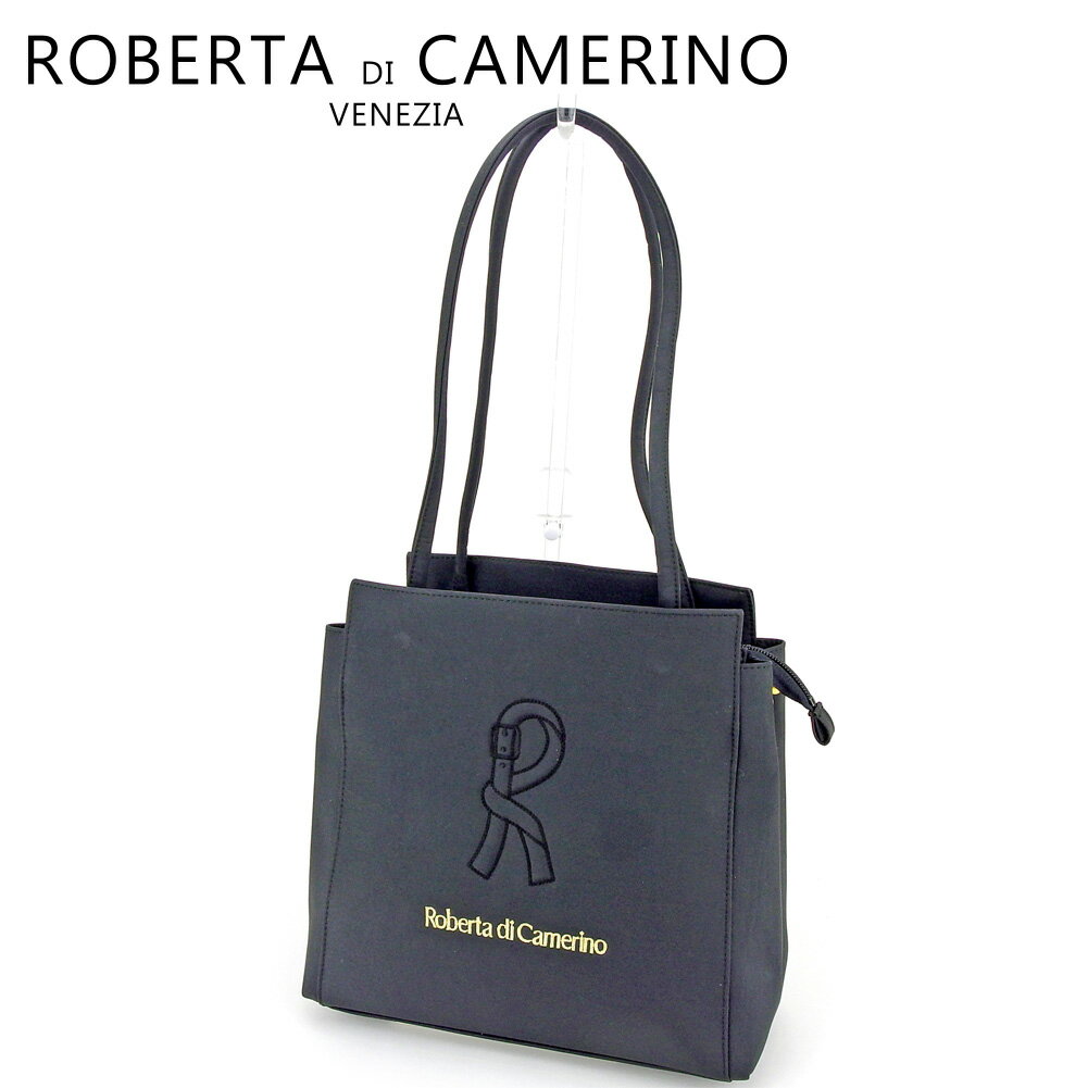 【楽天スーパーSALE】ロベルタディカメリーノ トートバッグ トート ショルダーバッグ Rマーク ブラック ゴールド キャンバス ROBERTA DI CAMERINO バック 収納 ファッションバッグ 手持ちバッグ 人気 男性 女性 【ロベルタディカメリーノ】 P943 【中古】