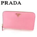 【春の大感謝祭 30％OFF】プラダ 長財布 ラウンドファスナー ピンク レザー PRADA 長サイフ サイフ 収納ブランド財布 ユニセックス 小物 【プラダ】 T8890 【中古】