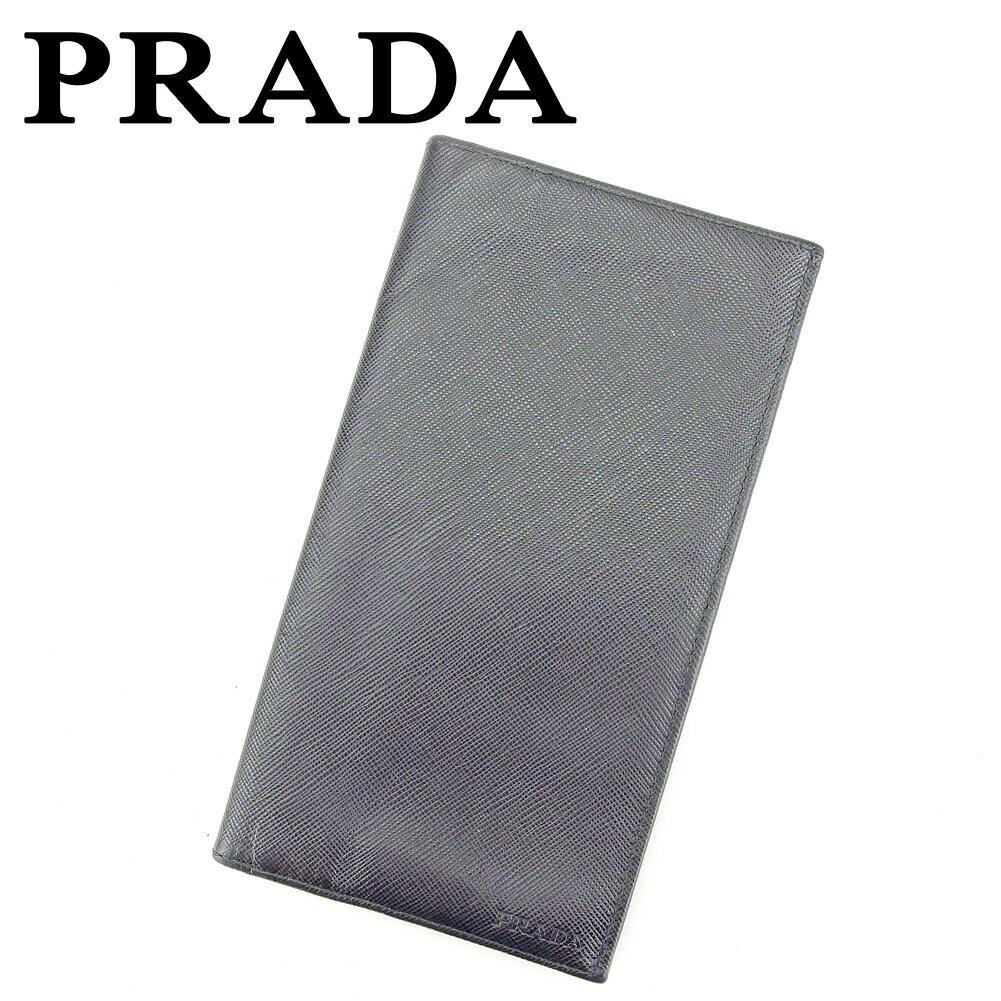 【スプリングセール30％OFF】プラダ PRADA 長札入れ 札入れ メンズ ブラック サフィアーノ レザー 【プラダ】 T9333 【中古】