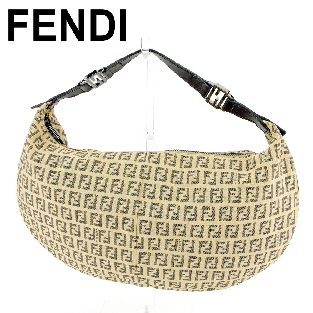 【スプリングセール30％OFF】フェンディ ハンドバッグ バック バッグ バック ズッキーノ ベージュ ブラック キャンバス×レザー FENDI 【フェンディ】 t9358s 【中古】