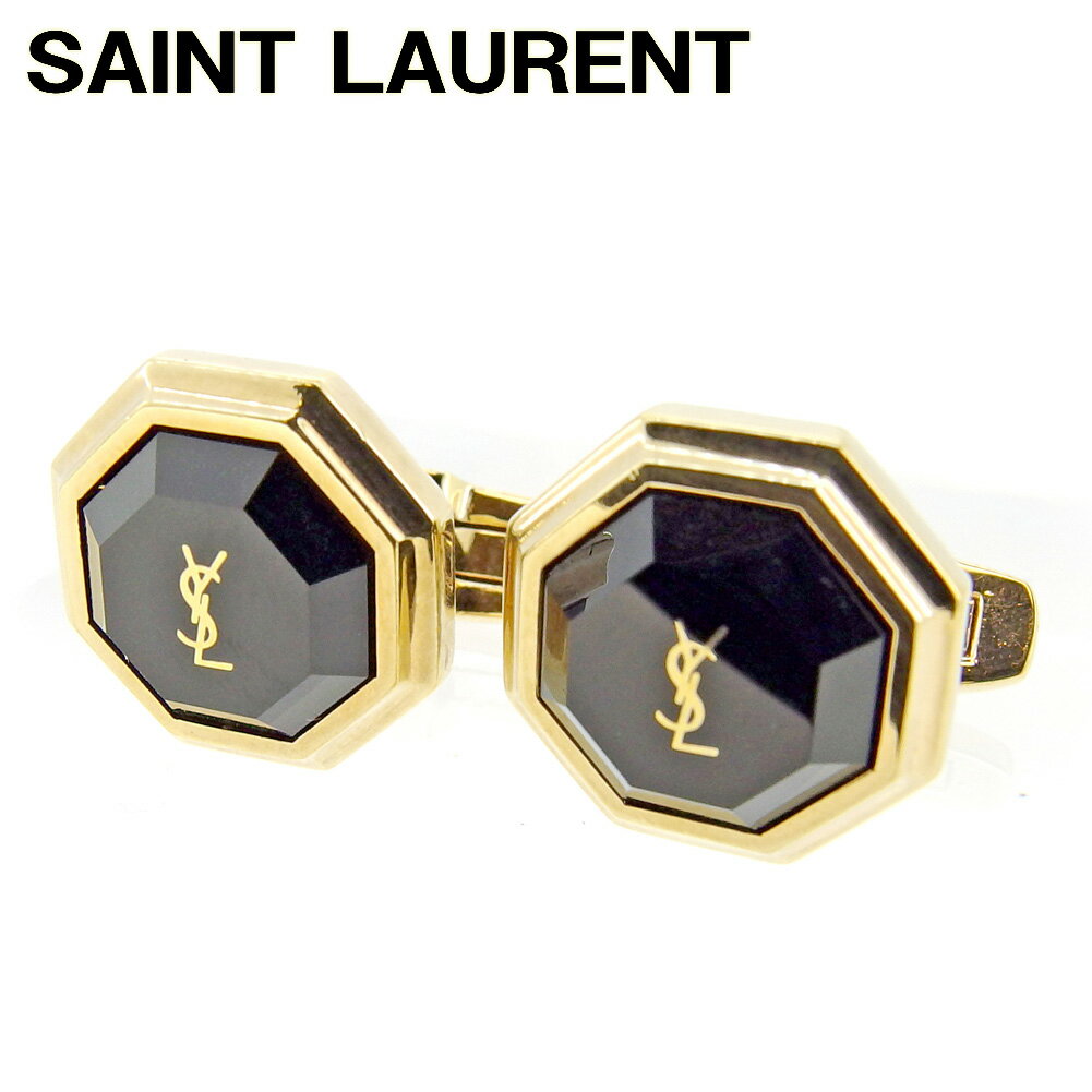 【楽天スーパーSALE 最大50%OFF】サンローラン SAINT LAURENT カフス カフリンクス レディース メンズ 八角形 スウィヴル式 ブラック ゴ...