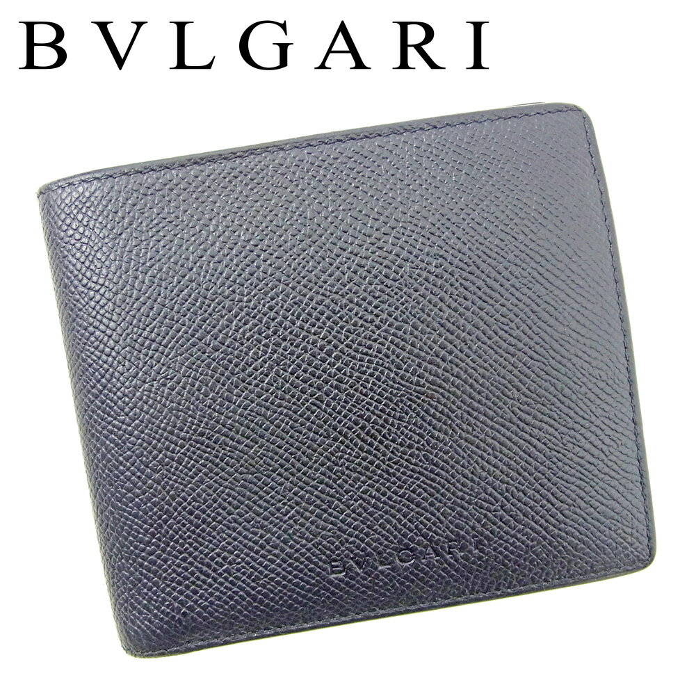 【スプリングセール30％OFF】ブルガリ 二つ折り 財布 財布 ブラック レザー BVLGARI 二つ折りサイフ 財布 サイフ 収納ブランド財布 ユニセックス 小物 【ブルガリ】 T9467 【中古】